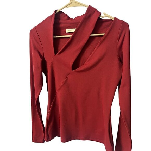 Susana Monaco Cut Out Red Long Sleeve Top, NWOT, Work Attier, Size S - Picture 2 of 6